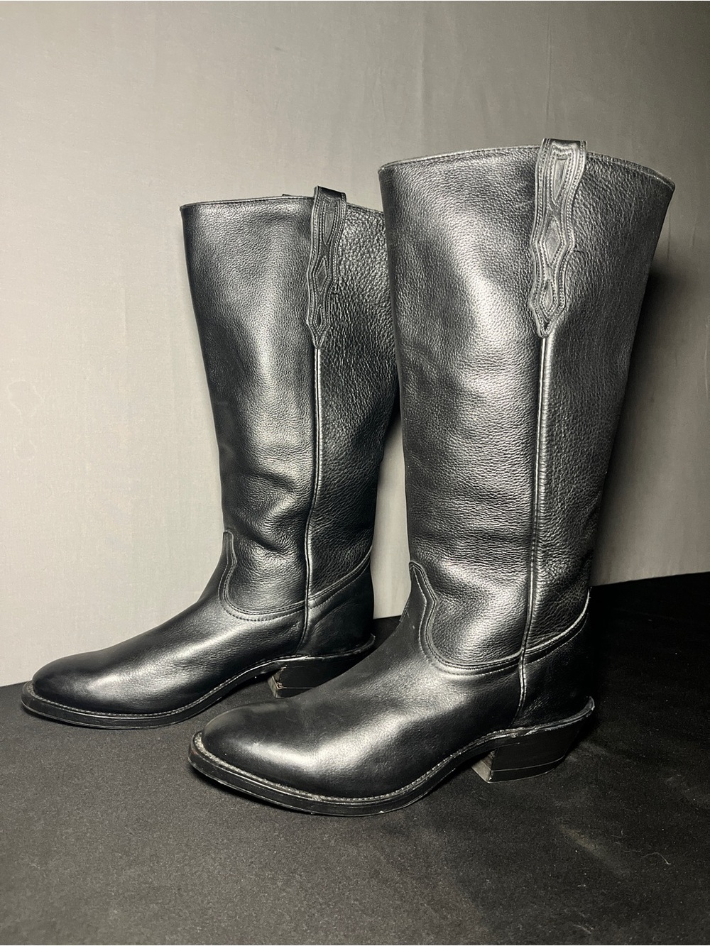 Boulet Mens Western Boots Sporty Black Deer Tan 9005 Size 10E